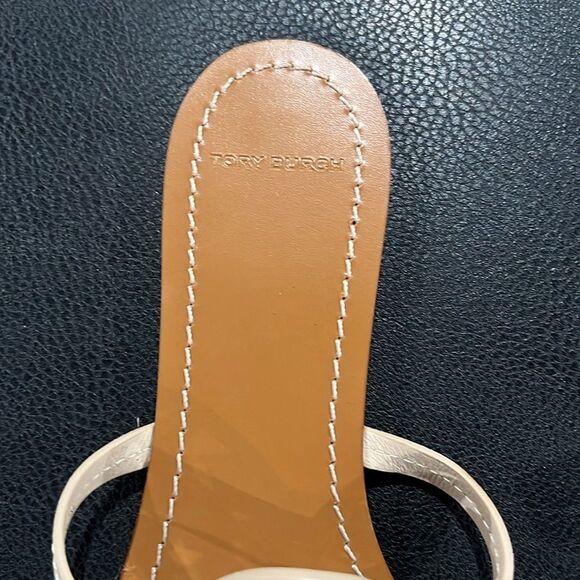 Tory Burch Mini Miller Ivory LEATHER Flat Sandals Size 10.5 Authentic  BRAND NEW - Picture 5 of 7